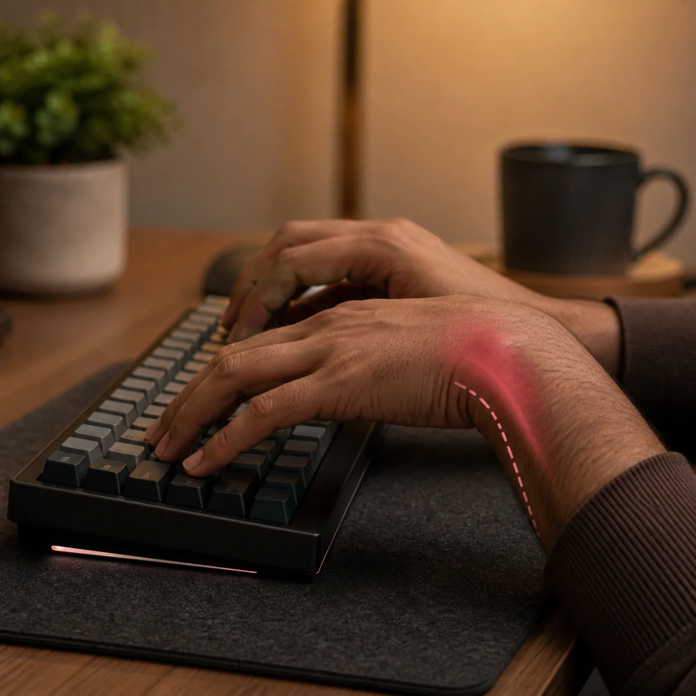 Bent wrist while typing