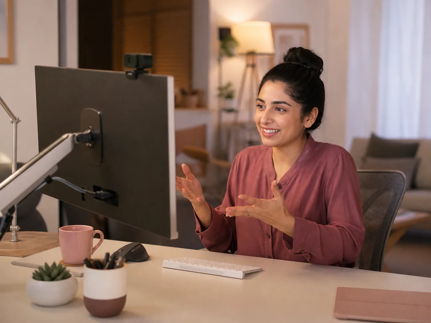 Professional on a comfortable video call